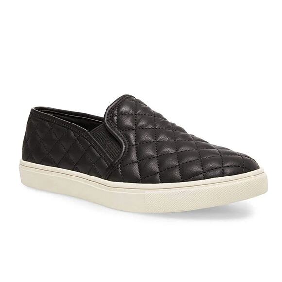 Steve Madden Ecentrcq Black Quilted Leather Sneakers Size 8 Chunky Platform - Picture 1 of 12